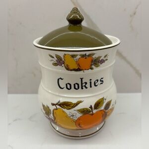 Vintage 1970's Webb Japan Fruit Festival Ceramic Cookie Jar Canister Retro